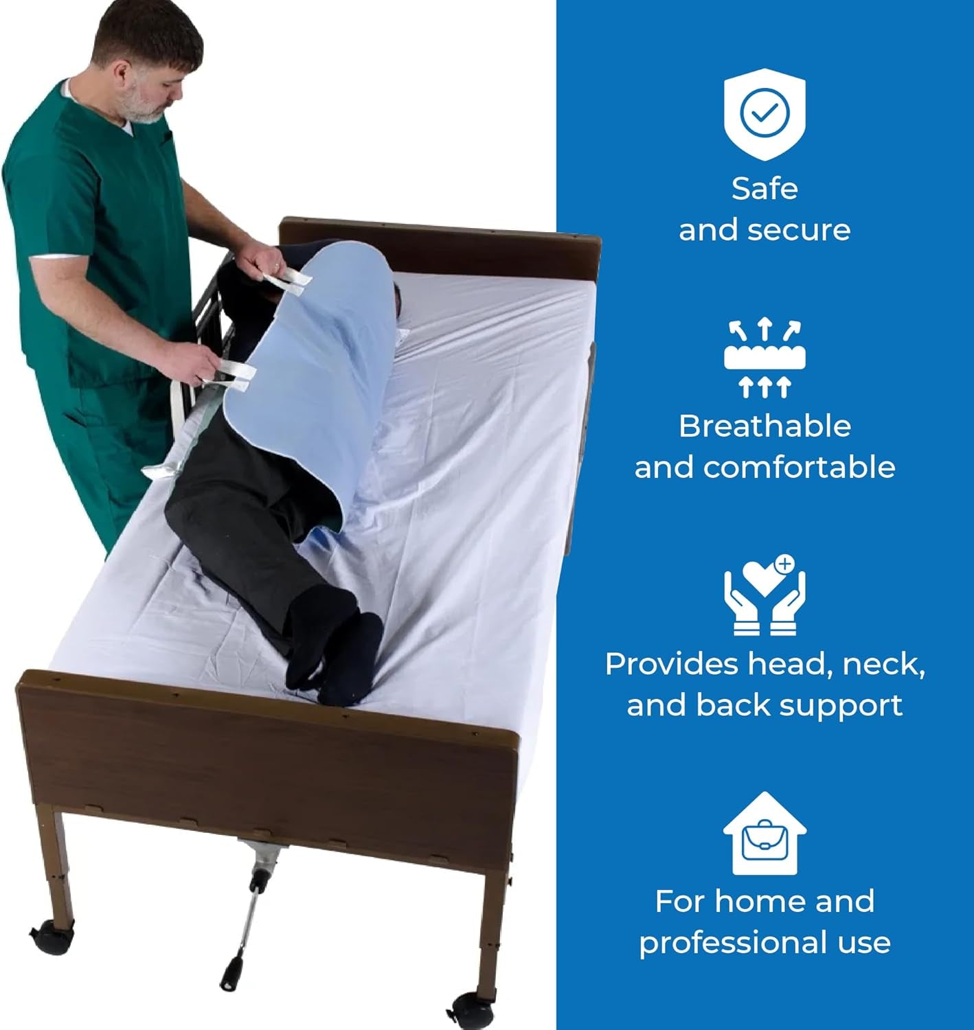 34" X 52" Positioning Bed Pad with Handles | Incontinence Mattress Bedding Protector Liner Underpad | Straps for Easy Lift & Transfer | Reusable Washable Waterproof | Hospital Quality
