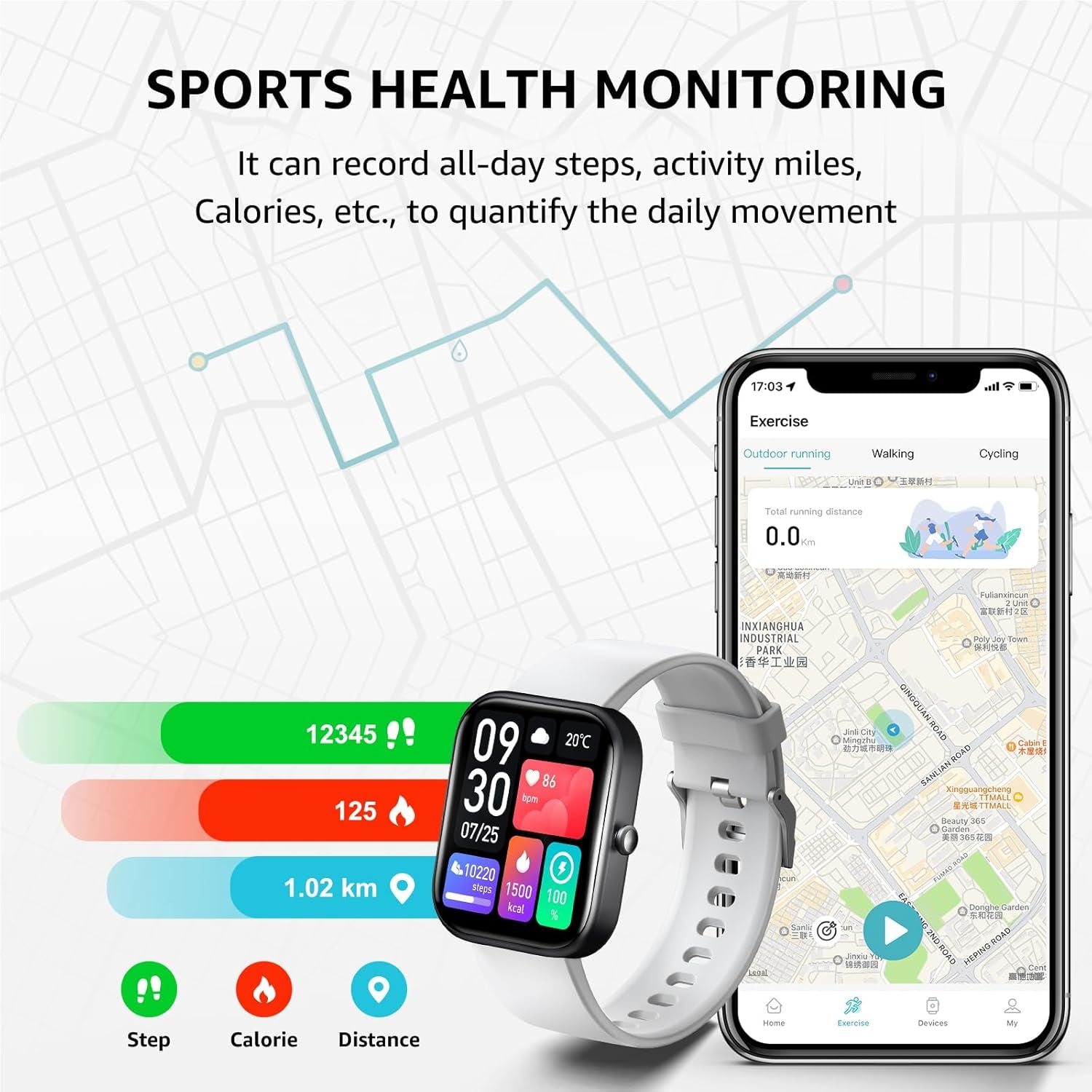 GTS5 Smart Watch for Android and Ios, Blood Pressure Monitor, Heart Rate Monitor, Sleep Monitor, Fitness Tracker, IP67 Waterproof, Smart Watch for Women Men (Gray)