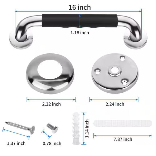 16 In. anti Slip Safety Handrail, Bath and Toilet Rail for Elderly Senior, Shower Handle Disability Assist (2-Pack)