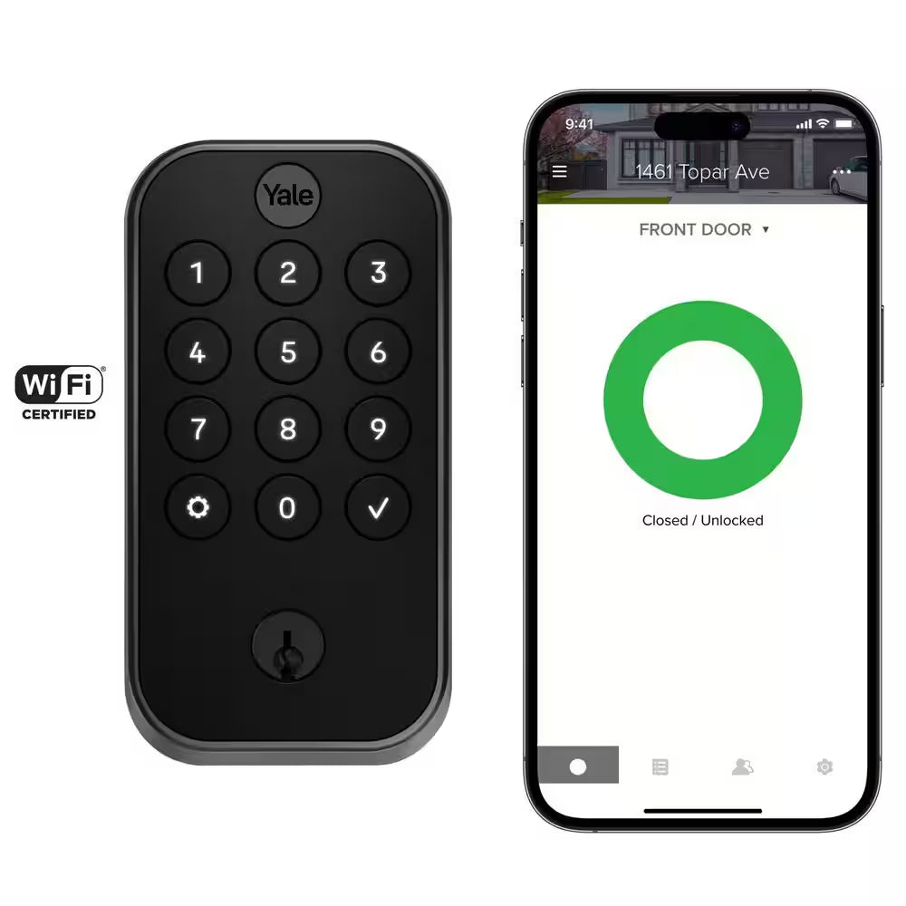 Assure Lock 2; Smart Door Lock with Wi-Fi and Pushbutton Keypad, Black Suede