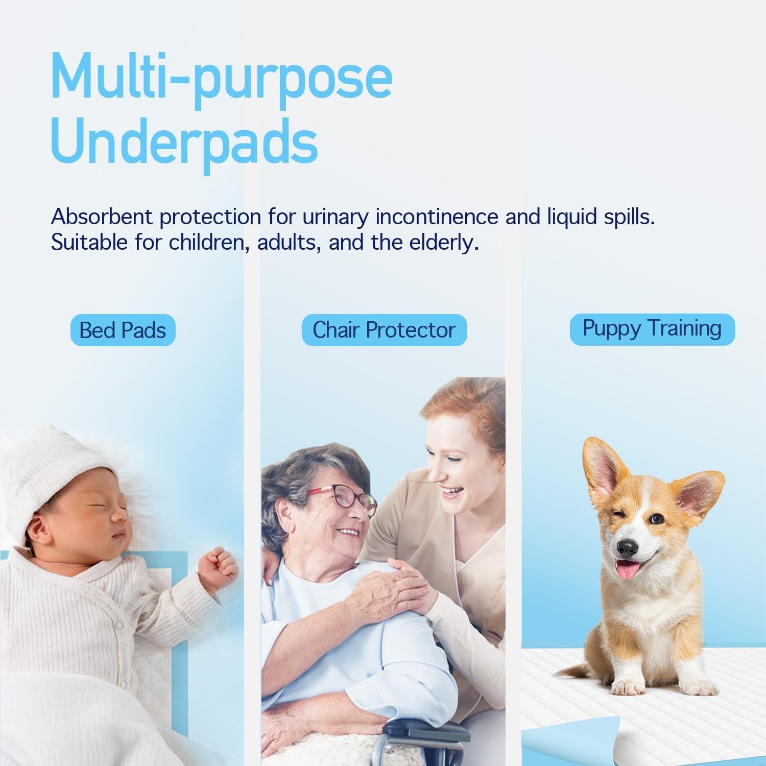 1341 Disposable Underpad, Medical-Grade Incontinence Bed Pad to Protect Sheet, M