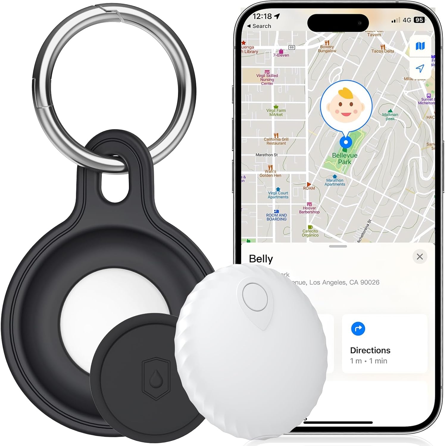 Key Finder Locator with Sound, Tracker for Kids (Only Ios), No Monthly Fee, Bluetooth Tracker Anti-Lost, Compatible with Apple Findmy App, Keychain with Tracking Device for Kids/Bag/Luggage